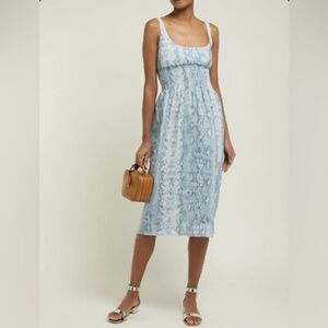 Acrobat - Blue Python Print Sleeveless Midi Dress - M